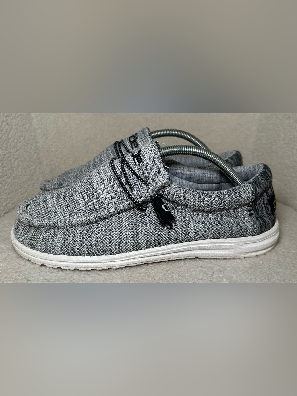 Hey Dude Wally Stretch Yin Yang Loafers Gray Lightweight Casual Slip On Shoes 10
